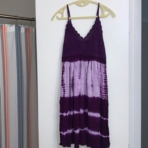 PURPLE TIE DYE CROCHET DRESS